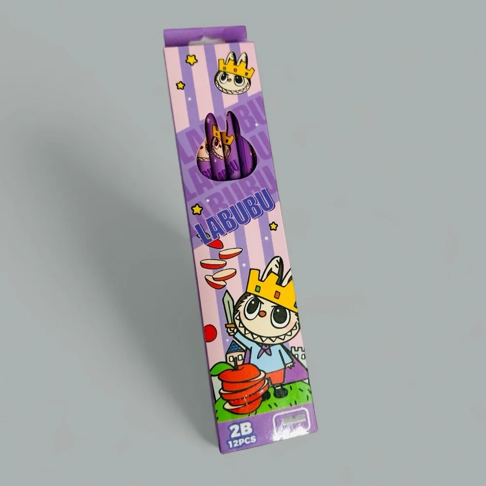 LABUBU Purple Pencil Set includes 12 "2B" Pencil & Sharpener - Picture 2 of 5